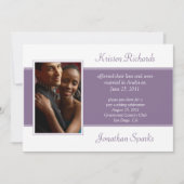 Modernes Lila Weißes Foto nach Hochzeiten Einladung (Vorderseite)