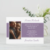 Modernes Lila Weißes Foto nach Hochzeiten Einladung (Stehend Vorderseite)