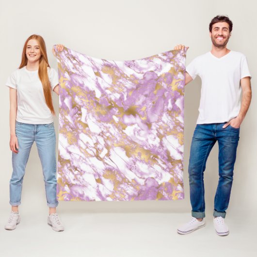 Modernes Lila, weißes und goldfarbenes Marmor Fleecedecke (Beispiel)