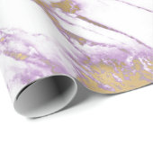 Modernes Lila, weißes und goldfarbenes Marmor Geschenkpapier (Rolleneckpunkt)