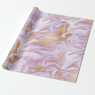 Modernes Lila, weißes und goldfarbenes Marmormuste Geschenkpapier