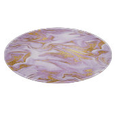 Modernes Lila, weißes und goldfarbenes Marmormuste Schneidebrett (Ecke)
