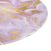 Modernes Lila, weißes und goldfarbenes Marmormuste Schneidebrett (Ecke)