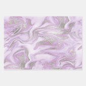 Modernes Lila, weißes und silberfarbenes Marmormus Geschenkpapier Set (Vorderseite 2)
