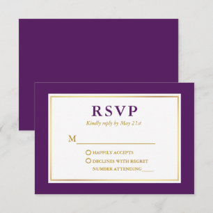 Modernes Lila White Gold RSVP Karte