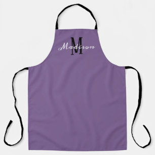 Modernes Lila White Script Monogram Personalisiert Schürze