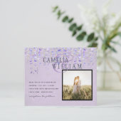 Modernes Lila Wisteria Lace FOTO) Wedding INVITE (Stehend Vorderseite)
