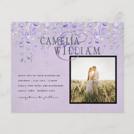 Modernes Lila Wisteria Lace FOTO) Wedding INVITE