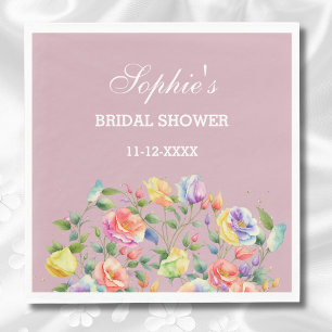 Modernes Lilac Bright Rose Blumenkraut Brautparty Serviette