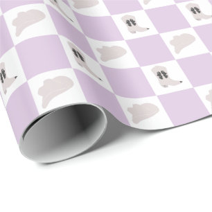 Modernes Lilac Checkered Cowgirl Rodeo Muster Geschenkpapier