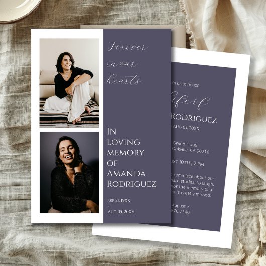 Modernes Lilac in Love Memory Beerdigung Foto Einladung