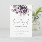 Modernes Lilac Lila Florals Foto QR Code Wedding Einladung (Stehend Vorderseite)