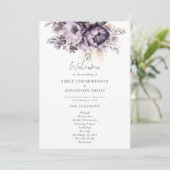Modernes Lilac Lila Florals Hochzeitsprogramm Einladung (Stehend Vorderseite)