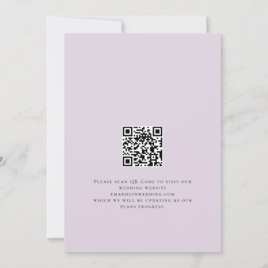 Modernes Lilac Lila Florals QR Code Wedding Save The Date (Rückseite)