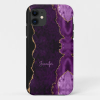 Modernes Lilac Lila Gold Agate Crystal personalisi