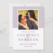 Modernes Lilac Lila Monogram Wedding Foto Save The Date (Vorderseite)