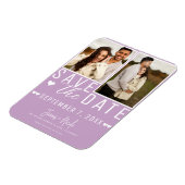 Modernes Lilac Lila Save the Date 2 Foto Hochzeit Magnet (Linke Seite)