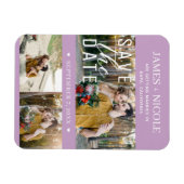 Modernes Lilac Lila Save the Date Hochzeit 3 Fotos Magnet (Horizontal)