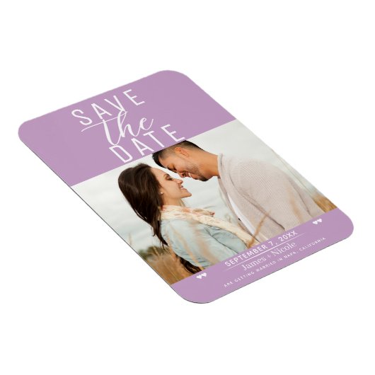 Modernes Lilac Lila Save the Date Hochzeitsstift F Magnet (Rechte Seite)