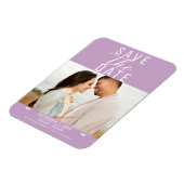 Modernes Lilac Lila Save the Date Hochzeitsstift F Magnet (Linke Seite)
