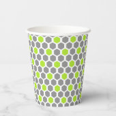 Modernes Lime Green Gray Hexagon-Muster Pappbecher (Rückseite)