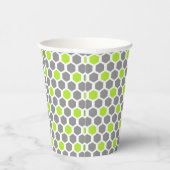 Modernes Lime Green Gray Hexagon-Muster Pappbecher (Rechts)