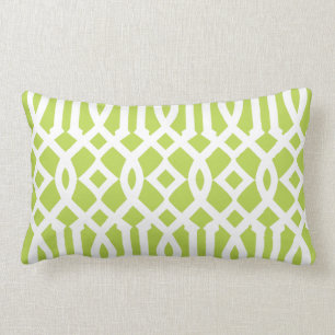 Modernes Lime Green und White Trellis Muster Lendenkissen