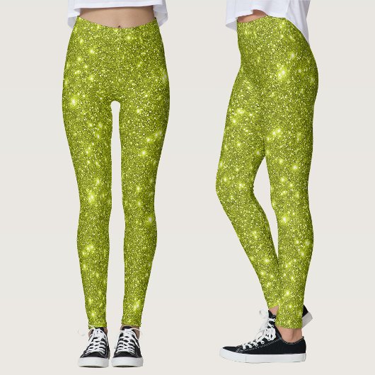 Modernes Limon-Gelbglanzglühendes Party Leggings