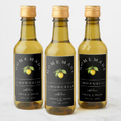 Modernes Limoncello Black Mini Getränke Label Weinetikett (Flaschen)
