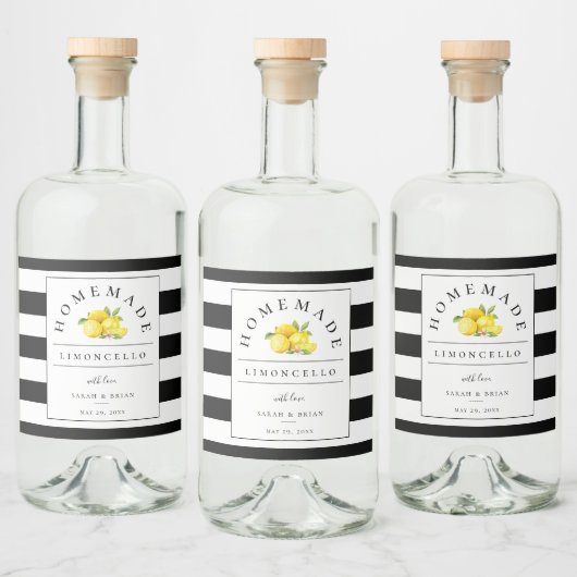 Modernes Limoncello Black Strip Beverage Label Alkoholflaschenetikett (Flaschen)