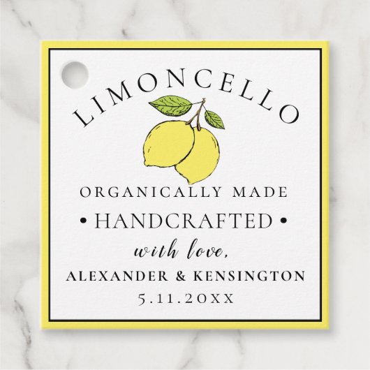 Modernes Limoncello für eine Flasche Geschenkanhänger (Vorderseite)