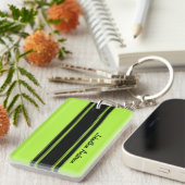 Modernes Limones Grün, das Streifen mit Namen Schlüsselanhänger (Vorderseite rechts)