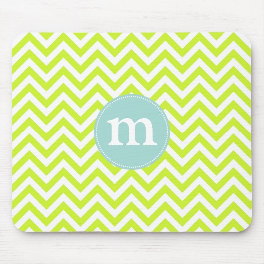 Modernes Limones grünes Zickzack personalisiertes Mousepad (Vorne)