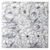 Modernes Line Art Handgezeichnet Floral Girly Desi Fliese (Vorderseite)