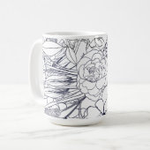 Modernes Line Art Handgezeichnet Floral Girly Desi Kaffeetasse (Vorderseite Links)