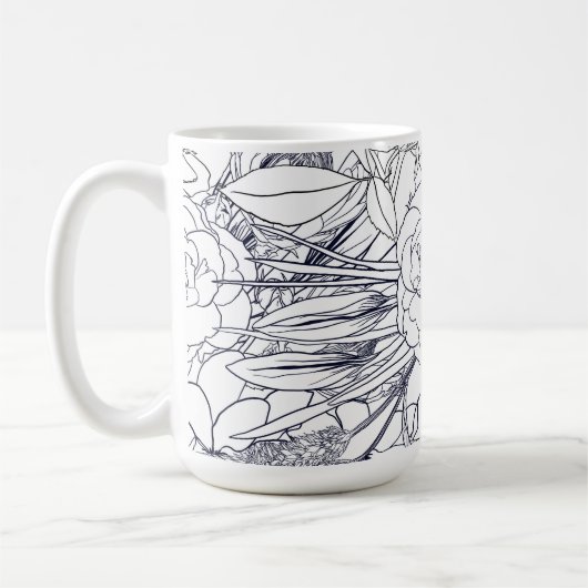 Modernes Line Art Handgezeichnet Floral Girly Desi Kaffeetasse (Links)