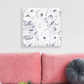 Modernes Line Art Handgezeichnet Floral Girly Desi Leinwanddruck (Insitu (Wohnzimmer))