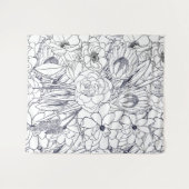 Modernes Line Art Handgezeichnet Floral Girly Desi Wandteppich (Vorderseite (Horizontal))