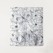 Modernes Line Art Handgezeichnet Floral Girly Desi Wandteppich (Vorderseite)