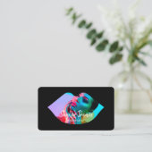 Modernes Lip-Foto in Trendy Makeup Artist Black Visitenkarte (Stehend Vorderseite)