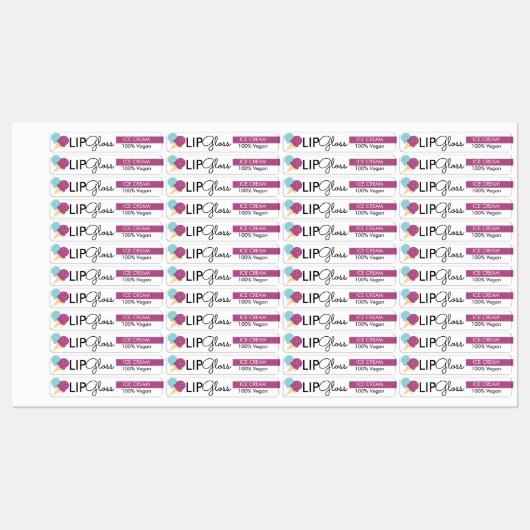 Modernes Lip Gloss Icecream Branding Etiketten (Blatt)