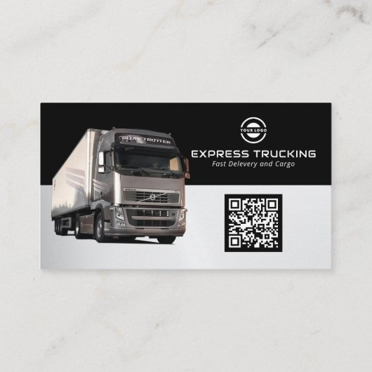 Modernes LKW-Geschäft | Schwarzes Grau Visitenkarte (Rückseite)