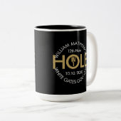 Modernes Loch in einem Schwarz und Gold Zweifarbige Tasse (VorderseiteRechts)