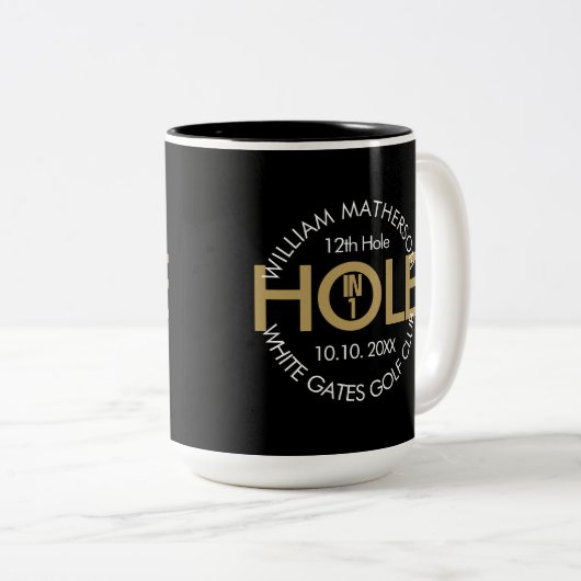 Modernes Loch in einem Schwarz und Gold Zweifarbige Tasse (VorderseiteRechts)