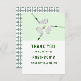 Modernes Loch in One Par-T-Golf-Geburtstag Dankeskarte