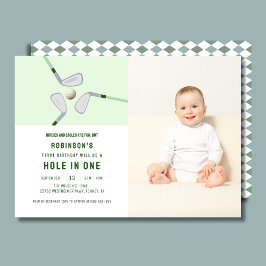Modernes Loch in One-Par-T-Golf Geburtstags-Foto Einladung