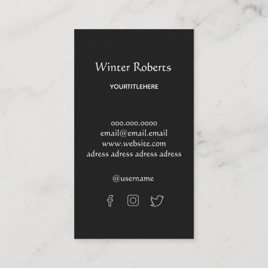 Modernes Logo Aquarell schwarz Visitenkarte (Rückseite)