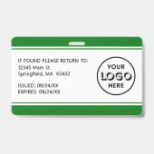 Modernes Logo-Barcode grüne Mitarbeiter-Foto-ID Ausweis (Rückseite)