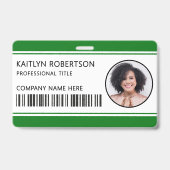 Modernes Logo-Barcode grüne Mitarbeiter-Foto-ID Ausweis (Vorderseite)