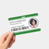 Modernes Logo-Barcode grüne Mitarbeiter-Foto-ID Ausweis (Handheld)